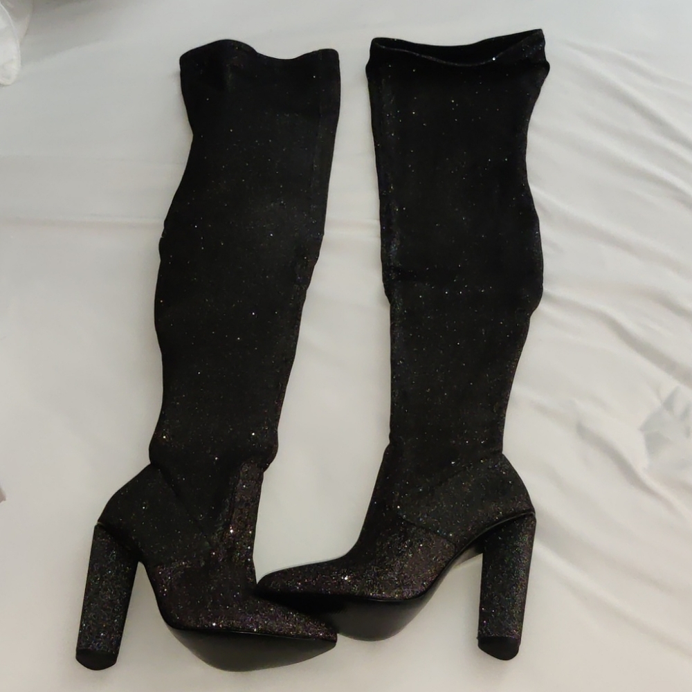 NIB Steve Madden Crystals Pewter Boots